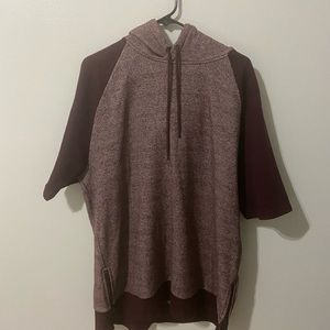 Mens Maroon Short Sleeve Hello Brooklyn Calling Hoodie Sweatshirt